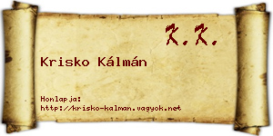 Krisko Kálmán névjegykártya